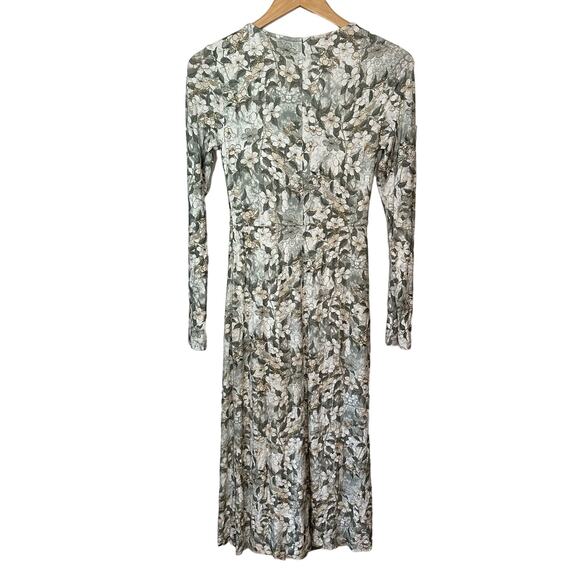 Peruvian Connection Maxi Dress Womens Size XS Floral Faux Wrap Long Sleeve Scoop - Picture 4 of 9